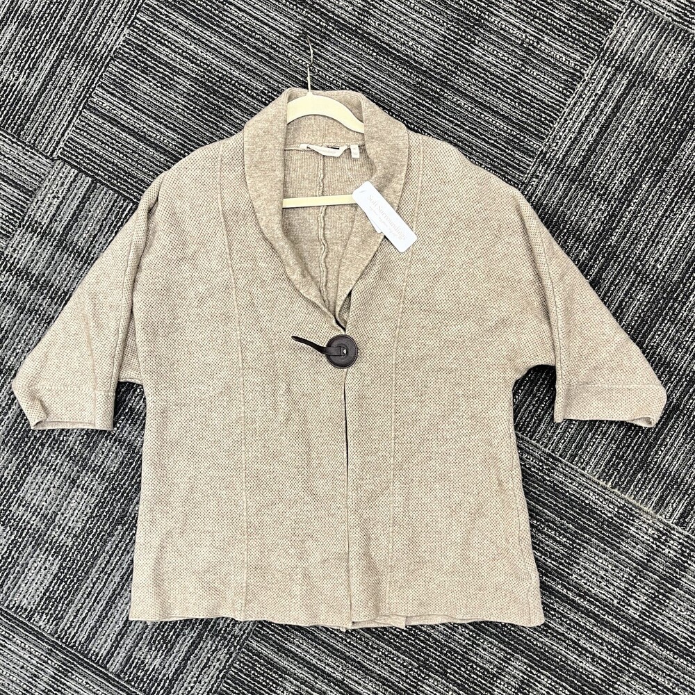 Soft Surroundings Cardigan Sweater Women New XL Saville Topper Taupe Buckle